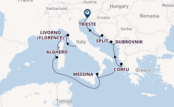 Mediterranean Sea from Rome (Civitavecchia), Italy with the Enchanted Princess