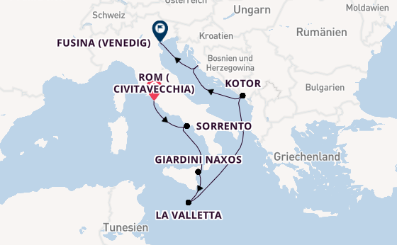 Mittelmeer ab Civitavecchia (Rom), Italien auf der Seabourn Ovation