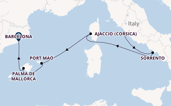 Westelijke Middellandse Zee vanaf Civitavecchia (Rome), Italië met de EXPLORA I