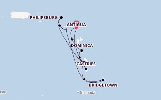Southern Caribbean from Antigua, Antigua and Barbuda with the Arvia