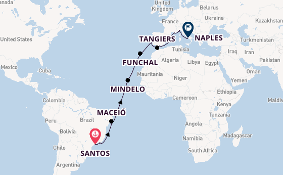 Transatlantic from Santos, Brazil with the MSC Seaview
