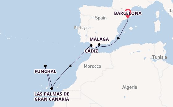 Western Mediterranean from Barcelona, Spain with the Costa Smeralda