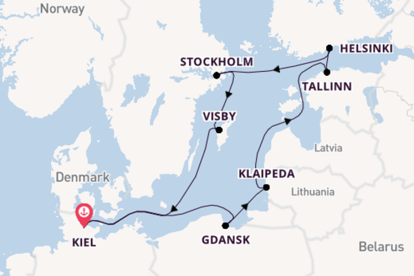 Oostzee vanaf Kiel met de Mein Schiff 7