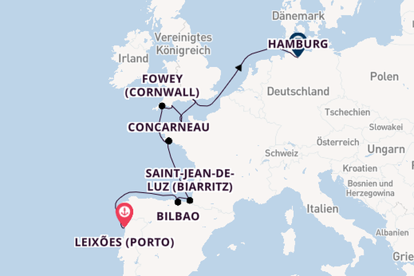 Vereinigtes Königreich ab Leixões (Porto), Portugal auf der EUROPA