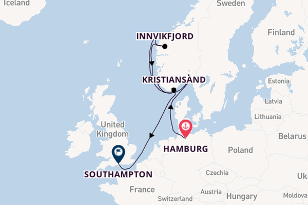 Norway from Hamburg, Germany with the Queen Victoria