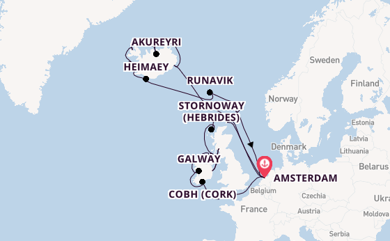 British Isles from Amsterdam, Netherlands with the Zuiderdam