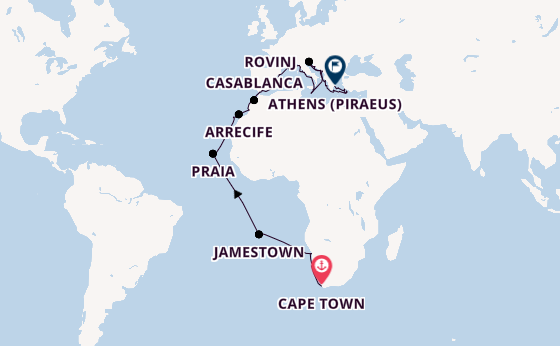 Mediterranean Sea from Cape Town, South Africa with the Azamara Onward