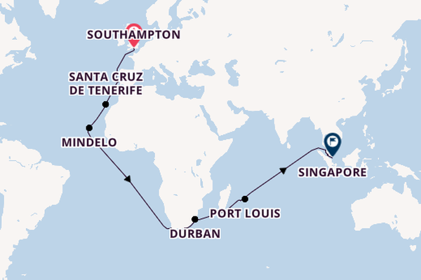 South Africa from Southampton, England with the Queen Elizabeth