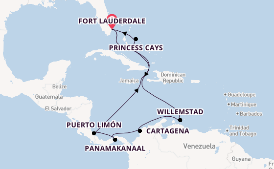 Midden-Amerika vanaf Fort Lauderdale, Verenigde Staten met de Caribbean Princess
