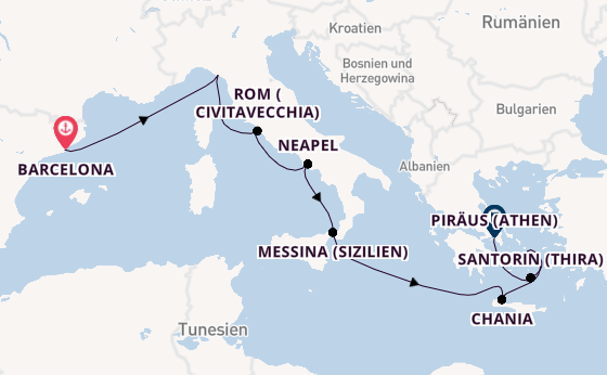 Mittelmeer ab Barcelona, Spanien auf der Celebrity Eclipse