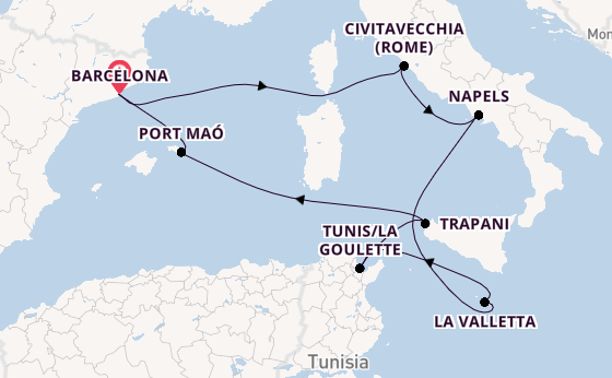 Westelijke Middellandse Zee vanaf Barcelona, Spanje met de EXPLORA I