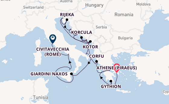 Middellandse Zee vanaf Athene (Piraeus), Griekenland met de Seabourn Ovation