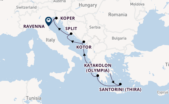 Eastern Mediterranean from Piraeus (Athens), Greece with the Norwegian Gem