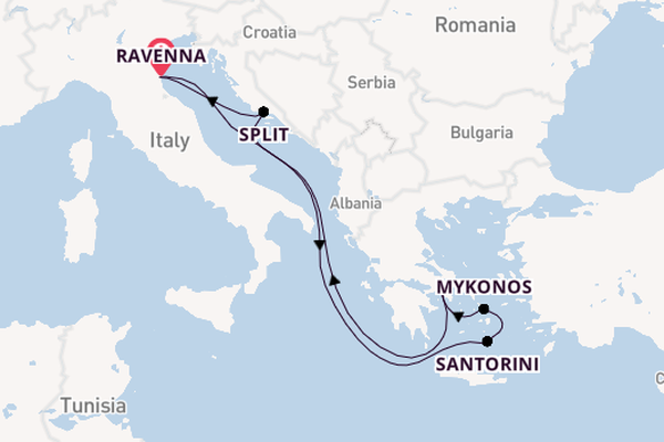 Mediterranean Sea from Ravenna, Italy with the Brilliance of the Seas