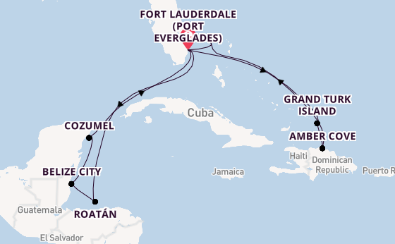 Caribbean from Fort Lauderdale (Port Everglades), Florida, USA with the Star Princess