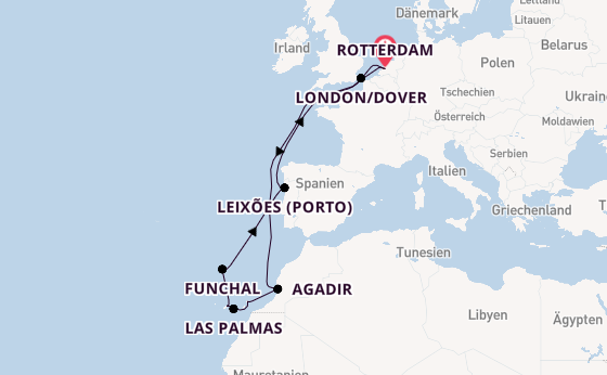 Kanarische Inseln ab Rotterdam, Niederlande auf der Nieuw Statendam