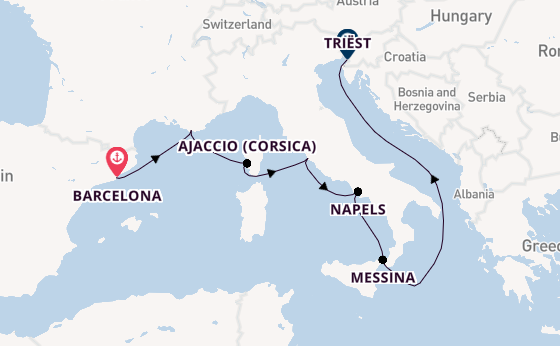 Westelijke Middellandse Zee vanaf Barcelona, Spanje met de Brilliance of the Seas
