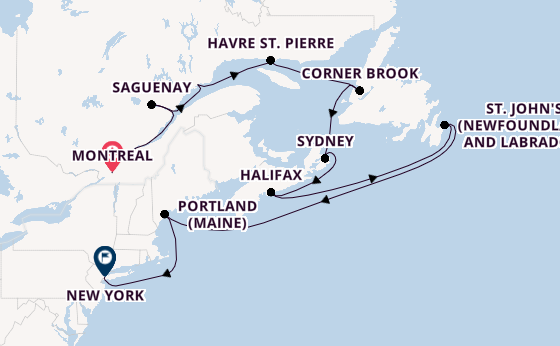USA Ostküste ab Montreal, Kanada auf der Sirena