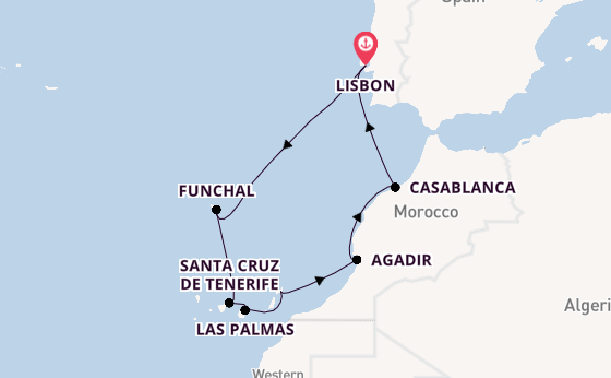 Canary Islands from Lisbon, Portugal with the Seven Seas Splendor
