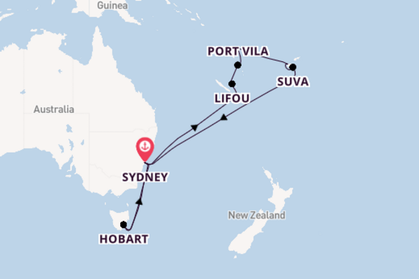 19 day trip on board the Queen Elizabeth from Sydney