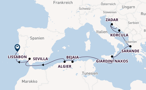 Mittelmeer ab Split, Kroatien auf der Silver Wind