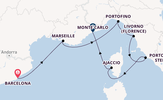 Western Mediterranean from Barcelona, Spain with the Silver Ray