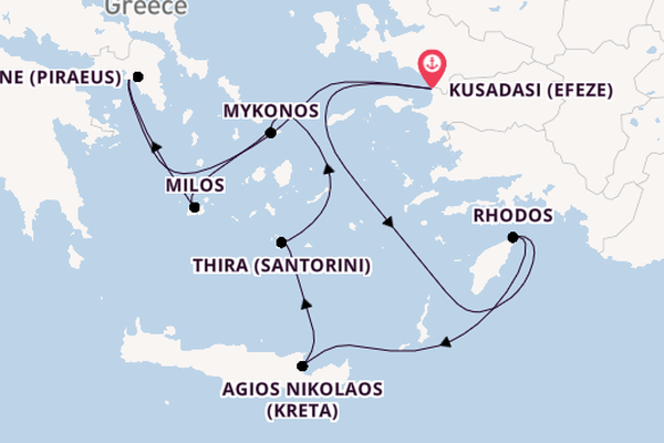 Oostelijke Middellandse Zee vanaf Kusadasi (Efeze), Turkije met de Celestyal Journey