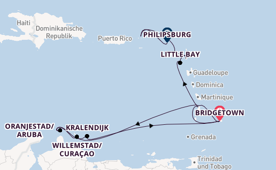 Südliche Karibik ab Bridgetown, Barbados auf der Seabourn Ovation
