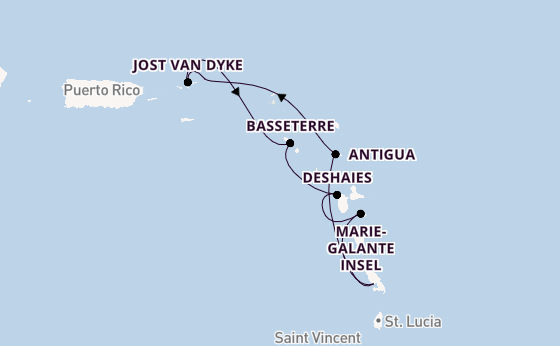 Südliche Karibik ab Fort de France, Martinique auf der Le Bougainville