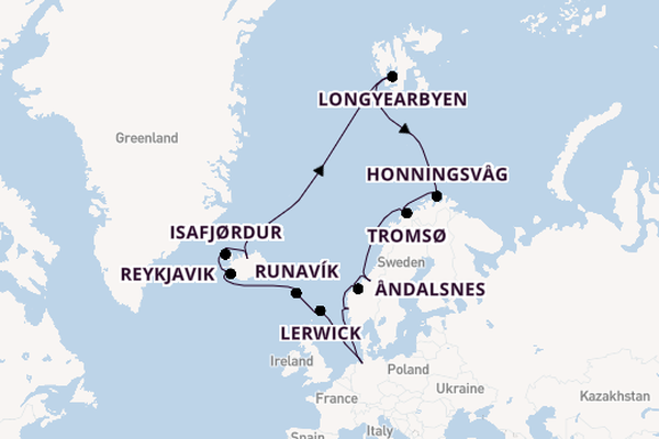 Noorwegen vanaf Bremerhaven, Duitsland met de Artania