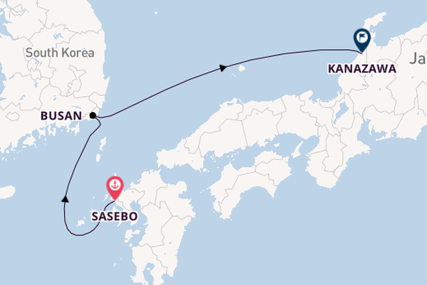 Oost-Azië vanaf Sasebo, Japan met de Costa Serena