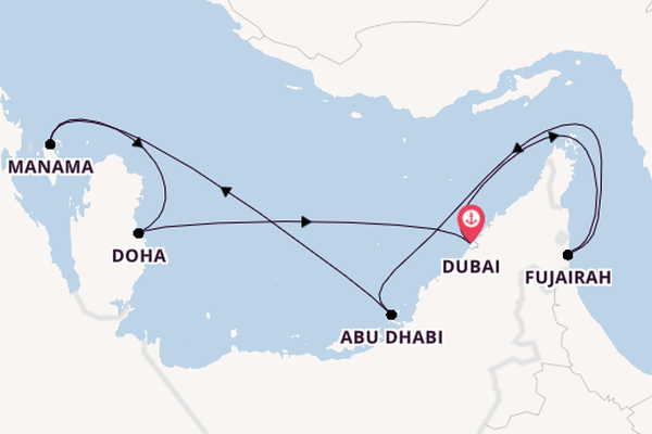 Perzische Golf vanaf Dubai, Verenigde Arabische Emiraten met de EXPLORA II