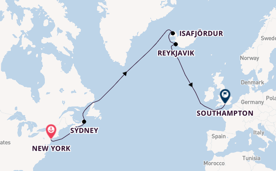 Transatlantic from New York, USA with the Queen Mary 2