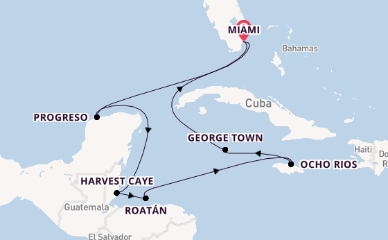 Western Caribbean from Miami, Florida with the Seven Seas Grandeur