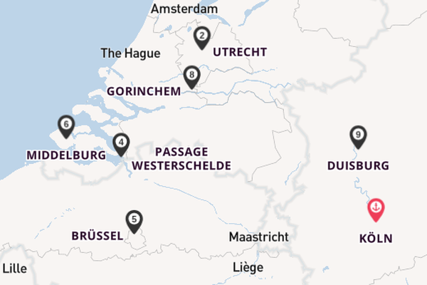 Rhein ab Köln, Deutschland auf der MS VistaSky