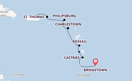 Caribbean vanaf Bridgetown, Barbados met de Azamara Quest
