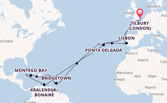 Cruising from Tilbury (London) via St. John's
