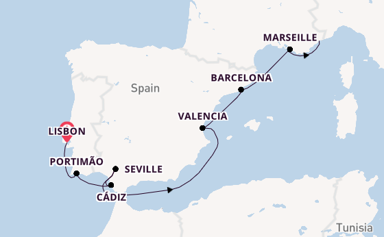 Western Mediterranean from Lisbon, Portugal with the Silver Shadow