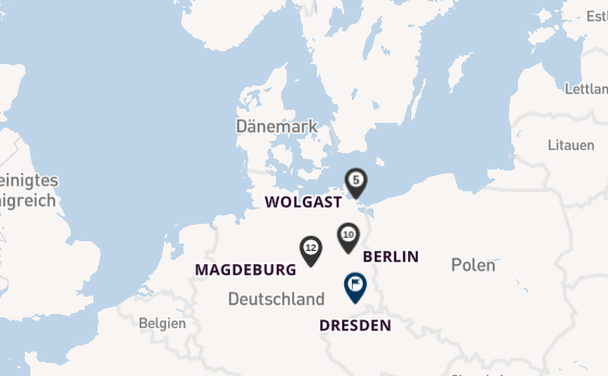 Elbe ab Stralsund, Deutschland auf der VIVA RUBY