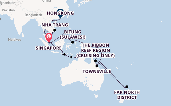 Zuidoost-Azië vanaf Singapore, Singapore met de Westerdam