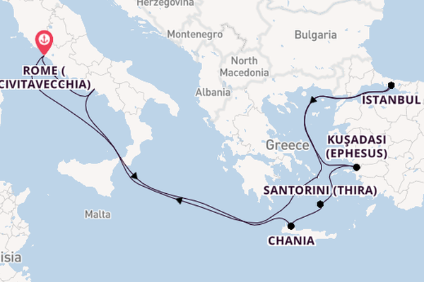 Mediterranean from Rome (Civitavecchia), Italy with the Celebrity Ascent