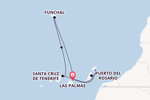 Canarische Eilanden vanaf Las Palmas, Gran Canaria, Spanje met de Costa Smeralda