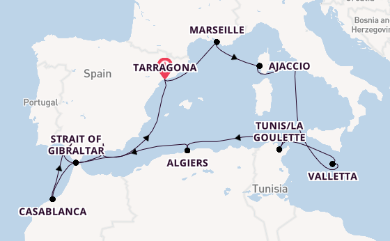 Mediterranean Sea from Tarragona, Spain with the Viking Vela