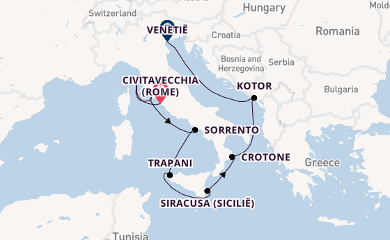 Westelijke Middellandse Zee vanaf Civitavecchia (Rome), Italië met de Azamara Onward