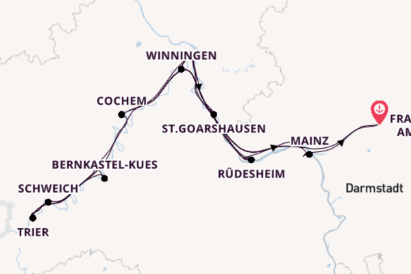 Moezel vanaf Frankfurt am Main, Duitsland met de Andrea