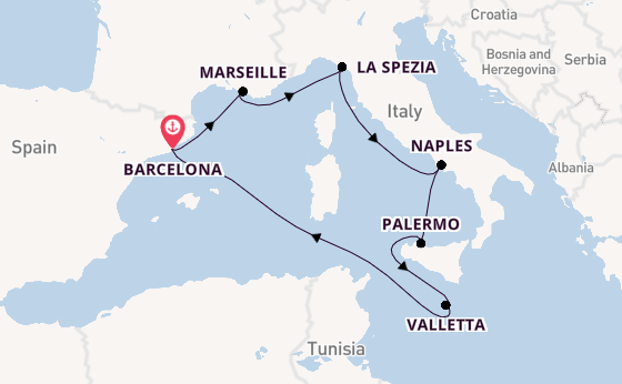 Western Mediterranean from Barcelona, Spain with the MSC Seaview