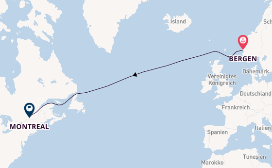 Transatlantik ab Bergen, Norwegen auf der Le Commandant Charcot