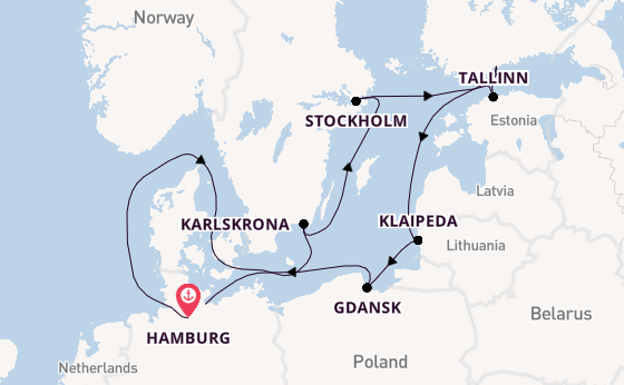 Europa vanaf Hamburg, Duitsland met de MS EUROPA