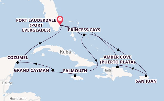 Karibik ab Fort Lauderdale (Port Everglades), USA auf der Sky Princess