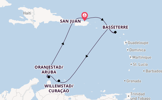 Karibik ab San Juan, Puerto Rico auf der Norwegian Viva